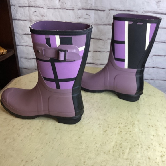 Hunter Short Tartan Purple Plaid Rain Boots - Picture 4 of 9